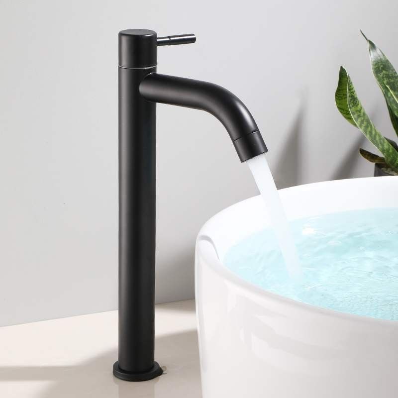 Einzel-Griff-Schiff-einzelnes kaltes Wasser-Becken Ta des Edelstahl-SUS304 stilvolle Badezimmer-Hähne im Sn Matte Black
