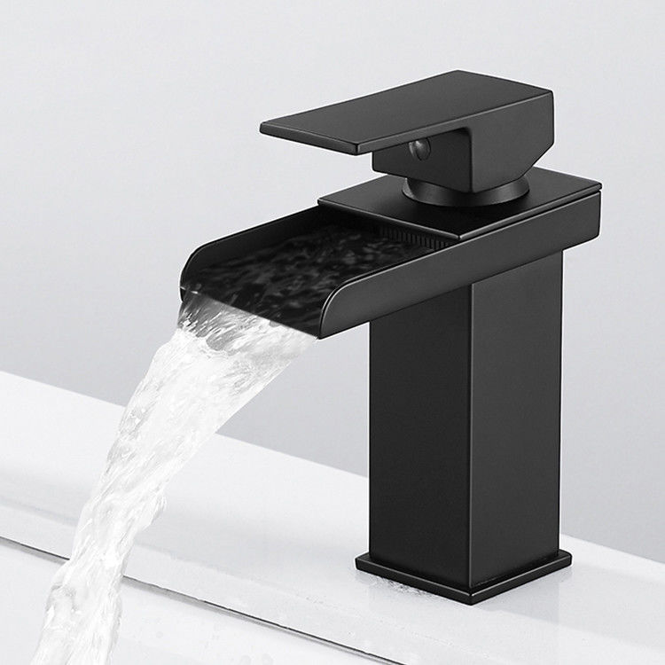 Wasserfall-einzelnes Loch-einzelner Griff-Becken-Mischer des Edelstahl-SUS304 in Chrome Matte Black