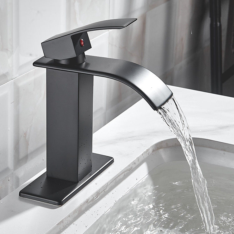 Wasserfall-einzelnes Loch-einzelner Griff-Becken-Mischer des Edelstahl-SUS304 in Matte Black Chrome Brushed Grey