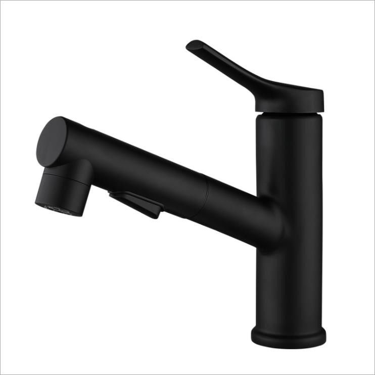 Herausziehbares einzelnes Loch-einzelner Griff-Becken-Mischer des Edelstahl-SUS304 in Matte Black-SN