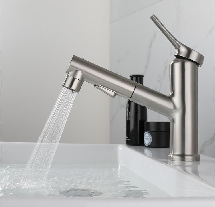 Herausziehbares einzelnes Loch-einzelner Griff-Becken-Mischer des Edelstahl-SUS304 in Matte Black-SN