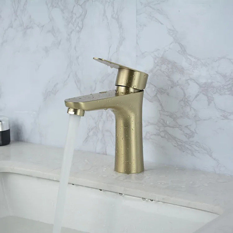 Einzelnes Loch-einzelner Griff-Becken-Mischer des Edelstahl-SUS304 in Matte Black Chrome-SN Gold