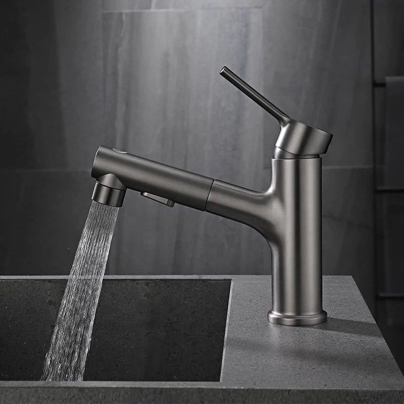 Griff-Becken-Mischer des herausziehbaren einzelnen Messingloch-360°Swivel einzelner in Grey Matte Black Gold