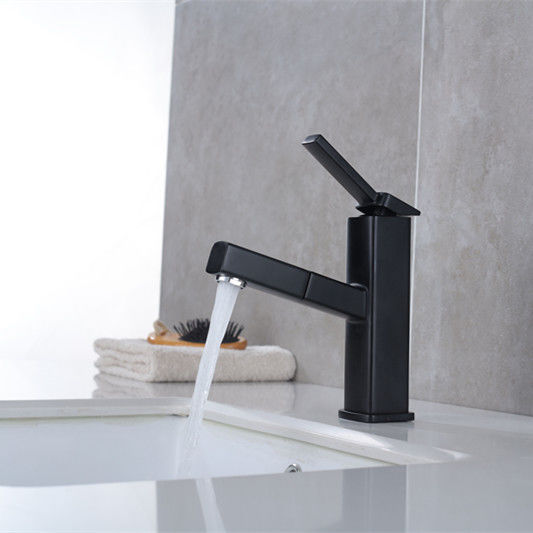 Griff-Becken-Mischer des herausziehbaren einzelnen Messingloch-360°Swivel einzelner in Matte Black