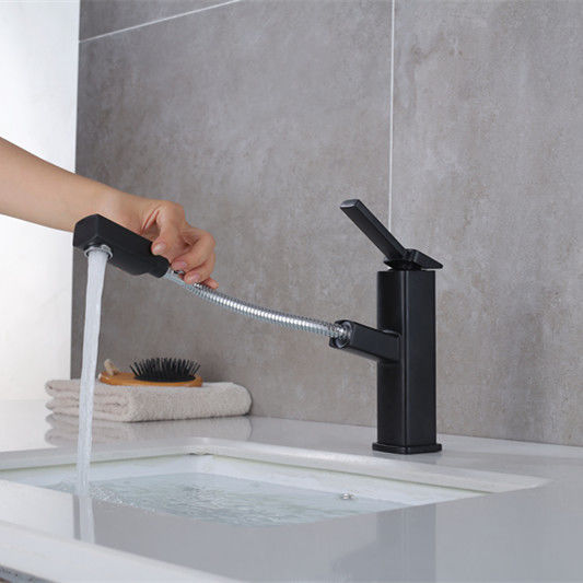 Griff-Becken-Mischer des herausziehbaren einzelnen Messingloch-360°Swivel einzelner in Matte Black
