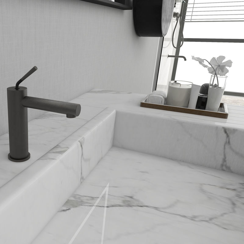 Badezimmer-Hahn-einzelner Griff-Matte Black-SN Schiff-Becken-Mischer des Minimalist-SUS304
